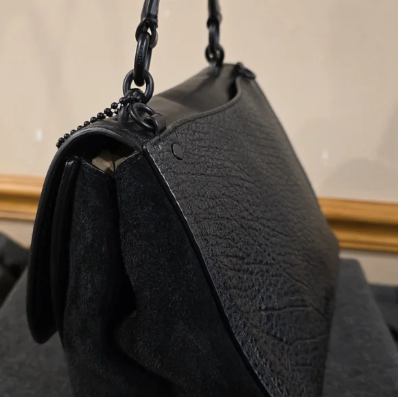 COACH FAYE CARRYALL Black Leather & Suede Satchel. NO CALLOUTS. EUC - Picture 5 of 16